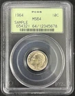 1964 Roosevelt Dime SAMPLE 10c Coin PCGS Graded MS64 - PCGS Sample Coin