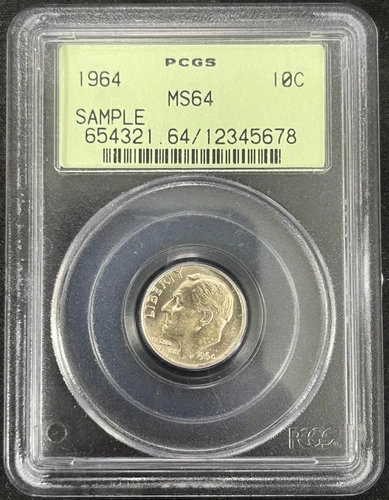 1964 Roosevelt Dime SAMPLE 10c Coin PCGS Graded MS64 - PCGS Sample Coin