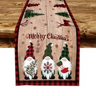 Vintage Green Christmas Gnome Table Runner for Indoor Outdoor Home Party Decor