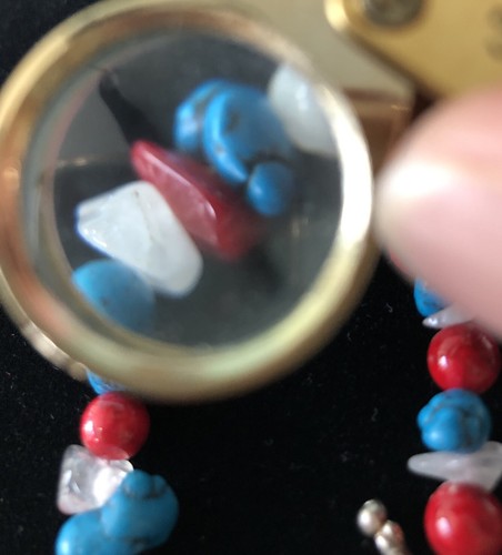 Red White Blue Toggle Bracelet Wire Silver? Cool Stone Beads Quartz Turquoise? - Picture 5 of 10