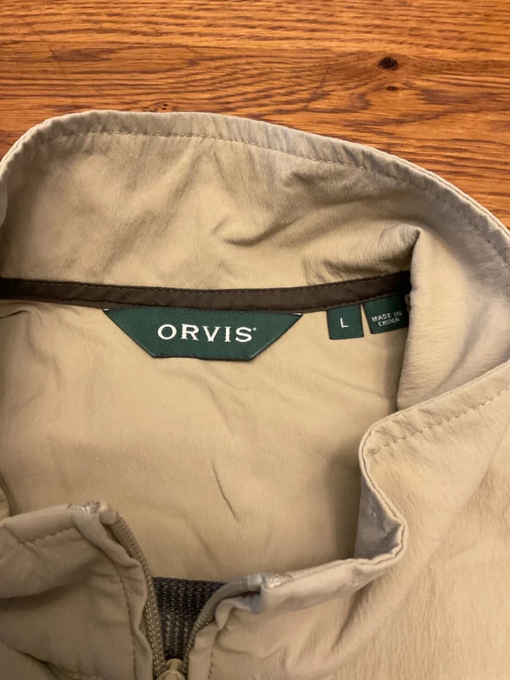 Orvis Mens Large Zipper Khaki Vest - Image 2 of 4