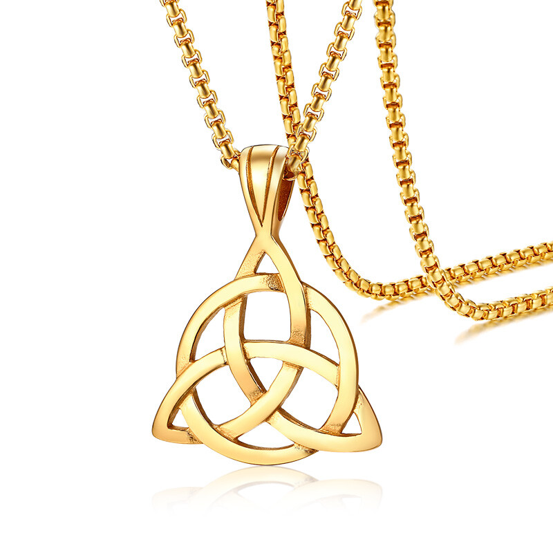 Rock Religious Irish Triquetra Triangle Trinity Knot Men Necklace Chain