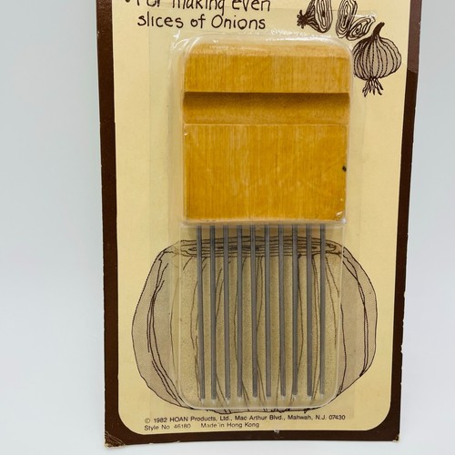 Herramienta de gadget de cocina con soporte de cebolla marca Hoan 1982 vintage nuevo paquete sellado - Imagen 3 de 5