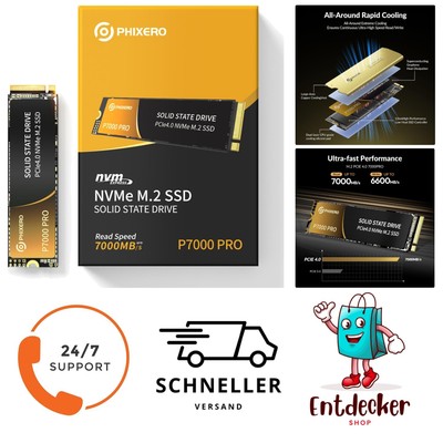 1TB NVMe SSD   7000 MB/s, PCIe, High-Performance für Gaming & Videoediting