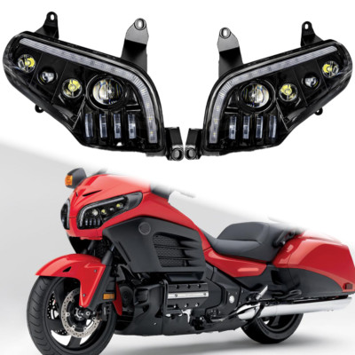 For Honda GL1800 Gold Wing 2001-2017 LED Headlights with Amber Turn Signal