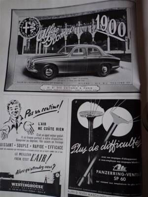 Alfa Romeo 1900 + car BUSSING advertising paper FRANCE ILLUSTRATION AUTO 1950 collar