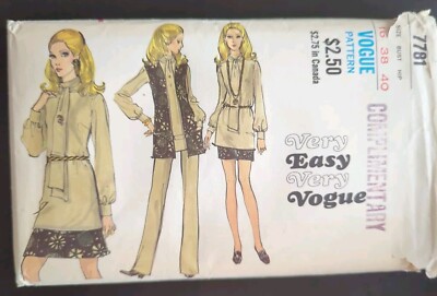 Vogue 7781 Womens Jacket Skirt Pants Blouse Sz 16 Bust 38 Hips 40 UNCUT vtg 70s