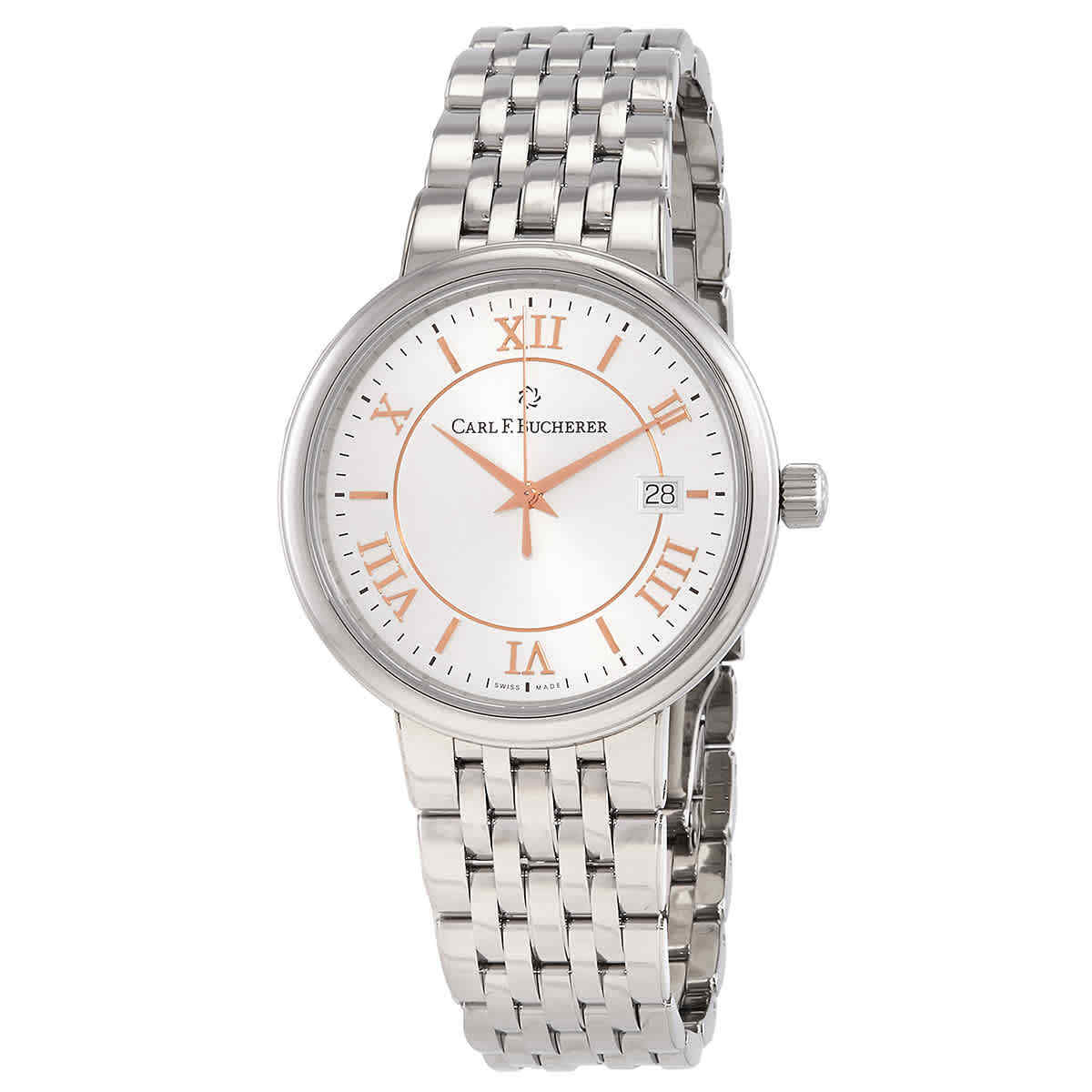 Мужские часы Carl F. Bucherer Adamavi с автоматическим серебряным циферблатом 00.10314.08.15.22