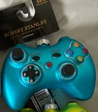 Robert Stanley Game Controller Video Pink Blue Green Glass Christmas Ornament
