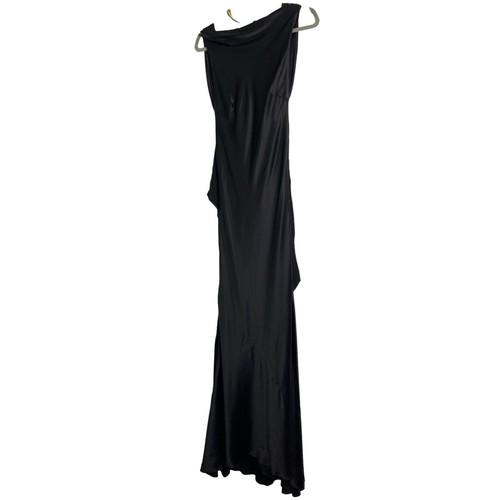 Vestido largo de noche de seda The Bar Smith Maxi vestido drapeado capucha espalda negro talla 00 - Imagen 6 de 15