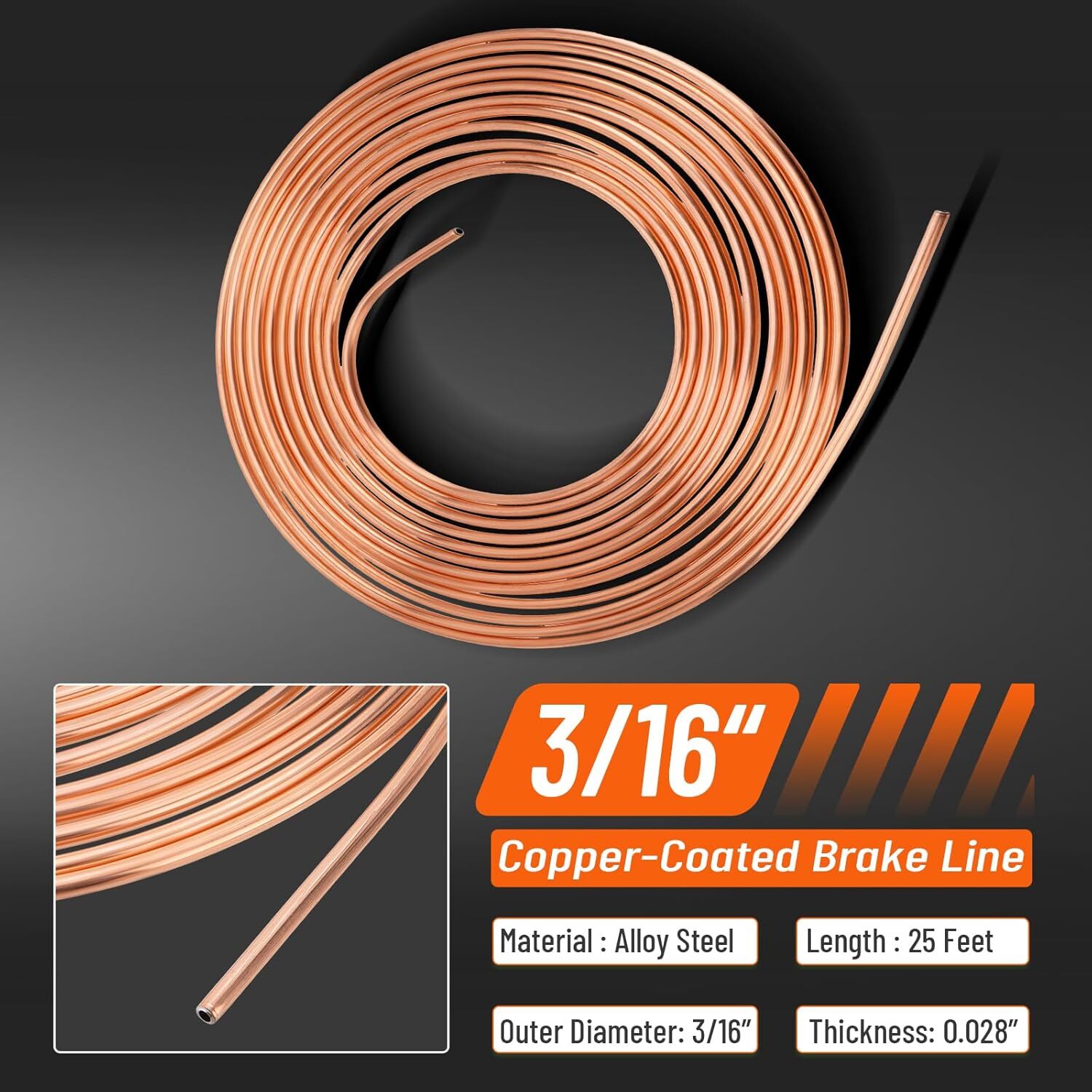 Brake Line Pipe Repair 20 Nuts Fittings Kit 3/16 25ft Copper Pipe Flaring Tools