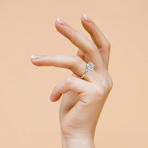 Cushion Solitaire Labgrown Diamond Trilogy Ring 14k Yellow Gold 3.50 Ct D VVS2 - Picture 12 of 22