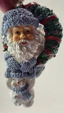 Vintage Encore Group Christmas Ornament Snow Buddies Blue Santa Snowman Wreath