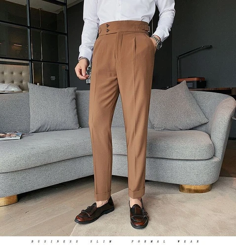 Fashion Trousers Men's Business High Waist Straight Pants Business Casual Formal - Bild 11 von 21