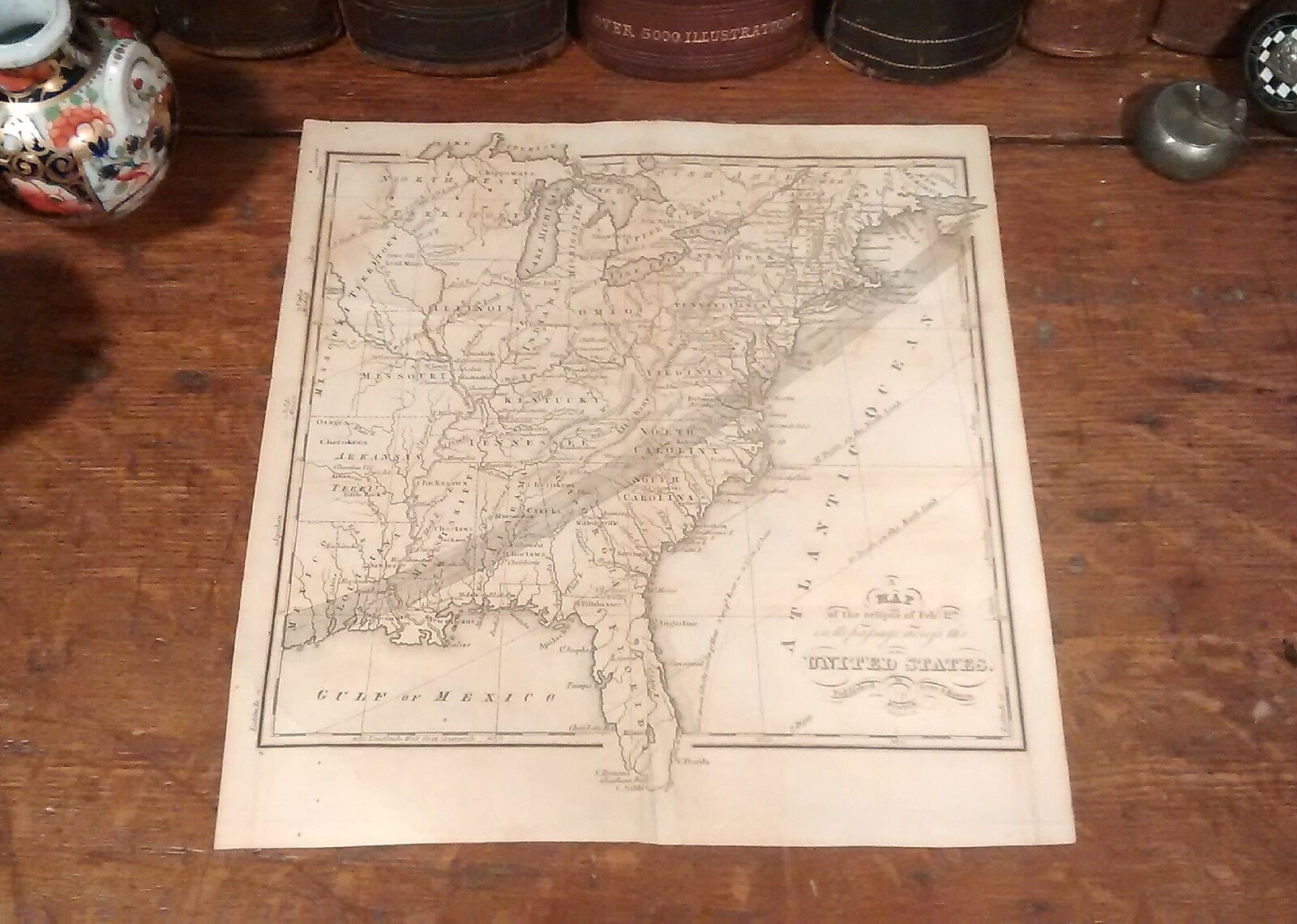 First Published Original 1831 Antique SOLAR ECLIPSE Map Across The United States