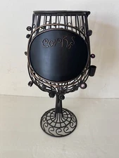 EPIC Sculpted Metalwork Cage W/ Glass Beads Wine Glass Cork Holder 12” tall