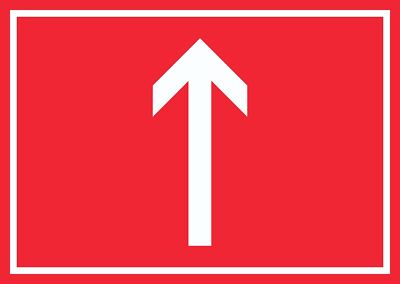 Richtungspfeil hoch Schild waagerecht weiss rot Pfeil
