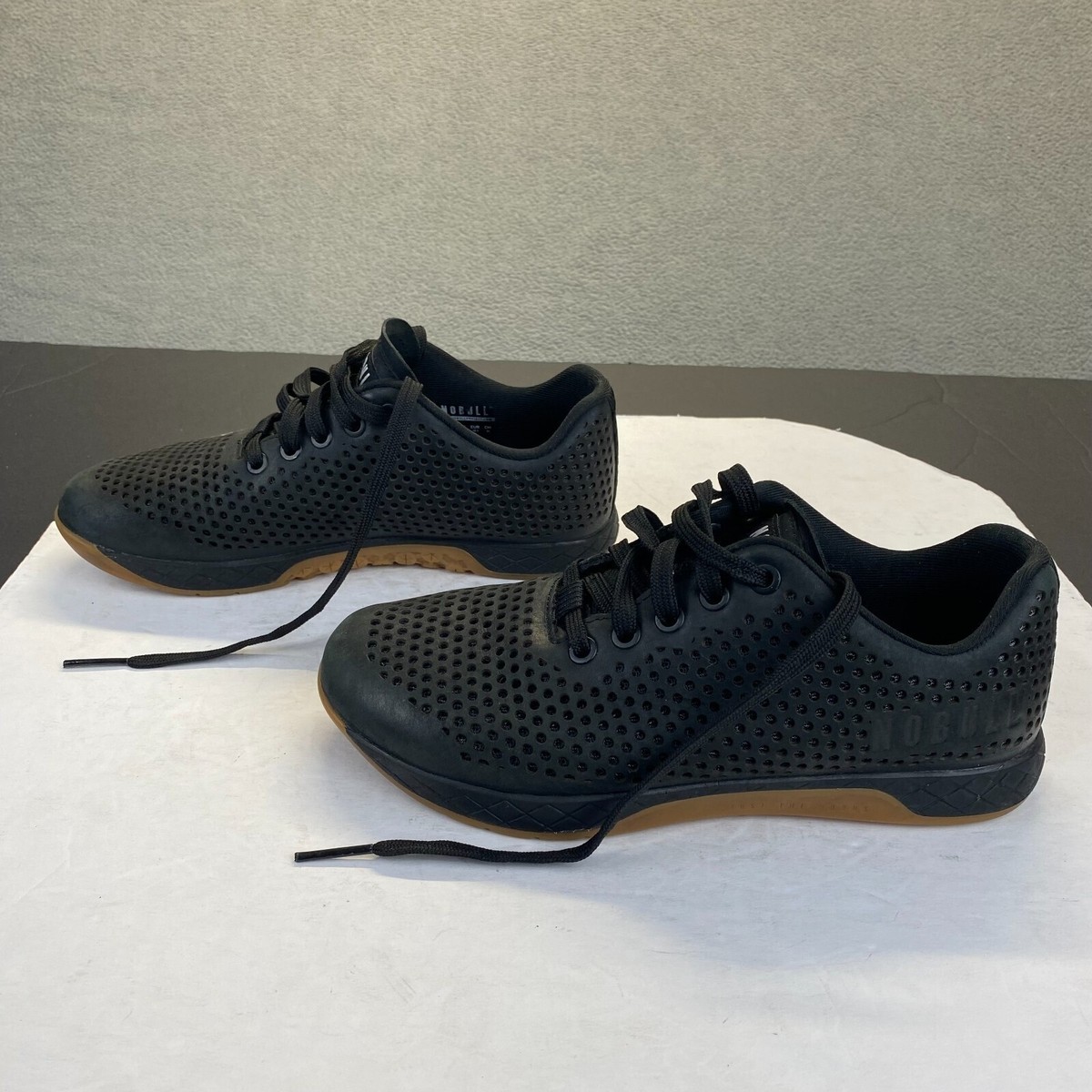 NOBULL Black Leather Gum Trainer Shoes Men display picture 3