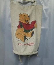 PTO. Vallarta Mexico Winnie the Pooh Cylinder Canvas Backpack Bag w/ Drawstring 