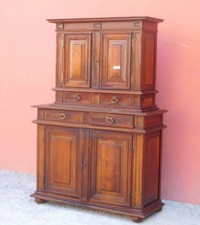 Credenza mobile doppio corpo con alzata, noce, primi '800 - L 127 cm!