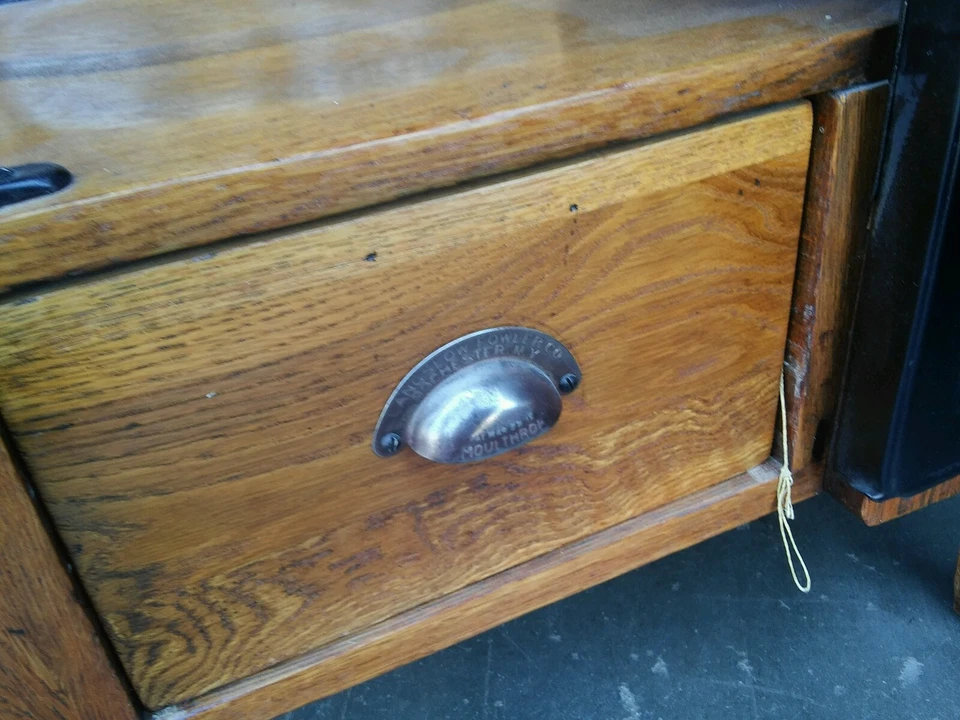 023 Старинный школьный стол стул Langslow Fowler дерево металл дуб средний Moulthrop  - Изображение 2 из 4