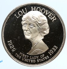 1972 FM US USA White House FIRST LADY Lou Hoover OLD PROOF Silver Medal i95831
