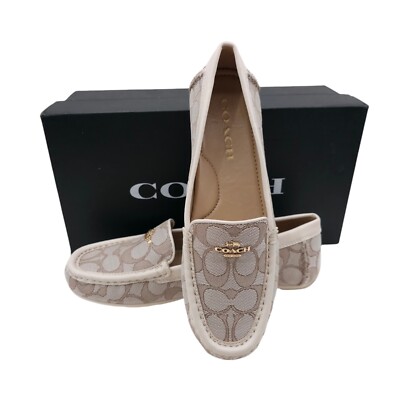 COACH Marley Driver Signature Loafer STONE CHALK Fabric Slip On NEW IN BOX