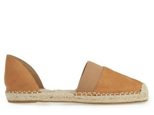 Eileen Fisher 9,5 Espadrillas D'Orsay Slip-On Flat in pelle marrone marrone chiaro - Foto 4 di 5
