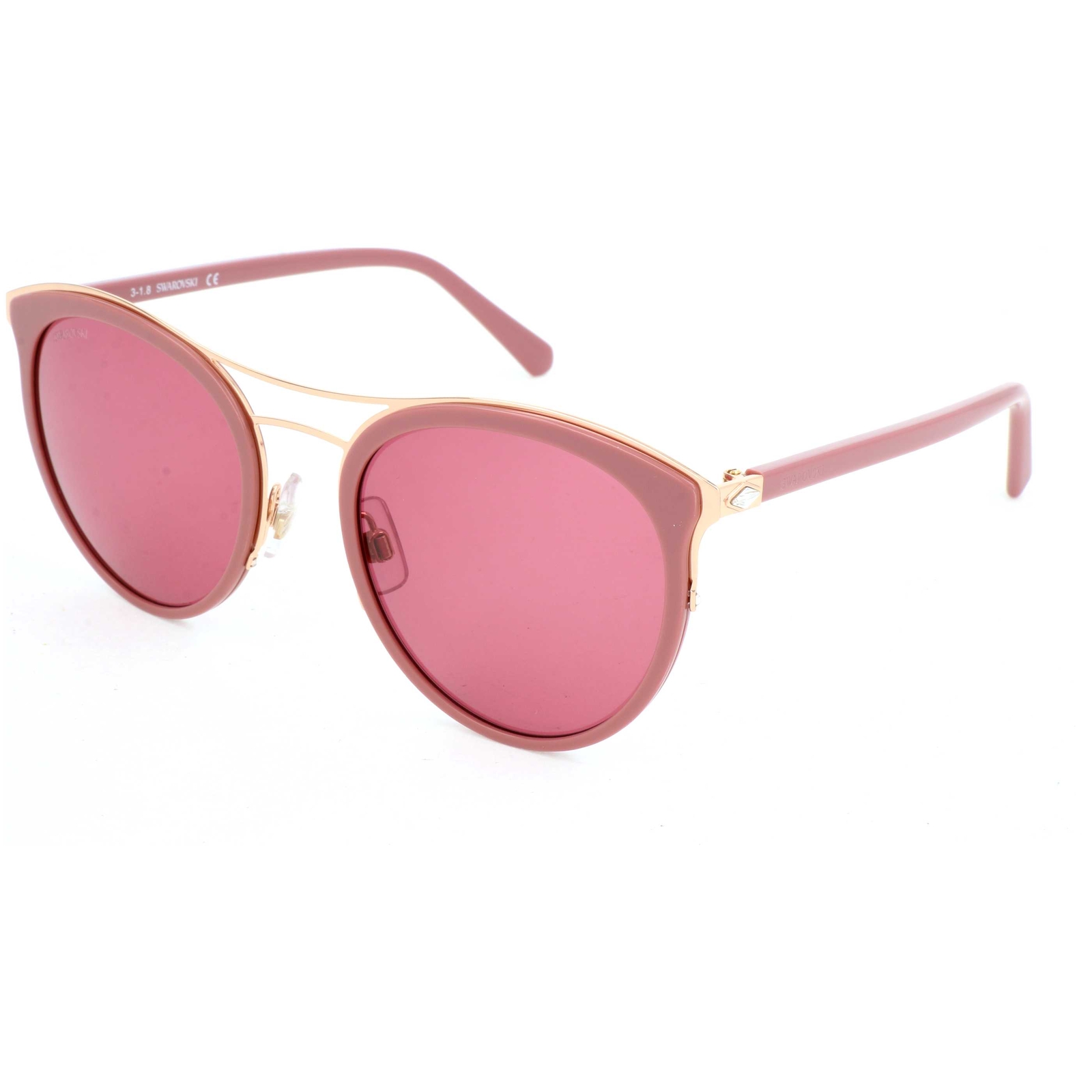 Женские 54-миллиметровые блестящие розовые солнцезащитные очки Swarovski SK0177-72S-54 9590₽