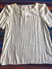 H&M Camicetta Maglia Leggera Donna Bianca Con Maniche A Sbuffo Tg.S 36 Nuova