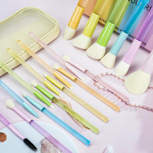 Versatile 18-Piece Makeup Brush Collection with Stylish Rubberized Handles & Bag - 第 9/9 張圖片
