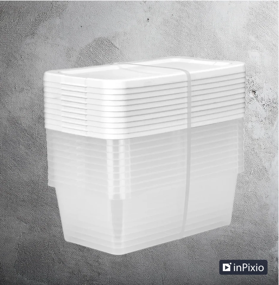Set of (20) 6 Quart Clear Plastic Storage Bin with White Snapon Lid - Image 3 of 4