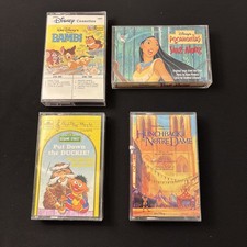 VTG Cassette Tape Lot of 4 Disney Sesame Street Bambi Pocahontas Hunchback READ