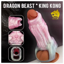 Fantasy Dragon Penis Sheath with Support Pillars for ED Male Enlarger Extender