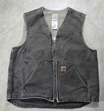 Vintage Carhartt V26 WAL Mens Large Sherpa Vest Walnut Distressed Faded