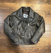 Vintage Women’s Leather Jacket Brown Motorcycle Studded Braided Large