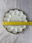 Vintage Anchor Hocking Milk Glass For Deviled Eggs With Gold Rim
