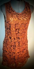 Lush Rust Color Crocheted Dress Built In Slip Size Medium