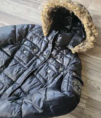 Rocawear Y2k Fur Hooded Black Puffer Jacket Women's XL Removable