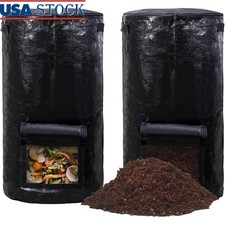 34 Gallon Compost Bag Durable Garden Waste Storage Zipper Handle Strong Webbing