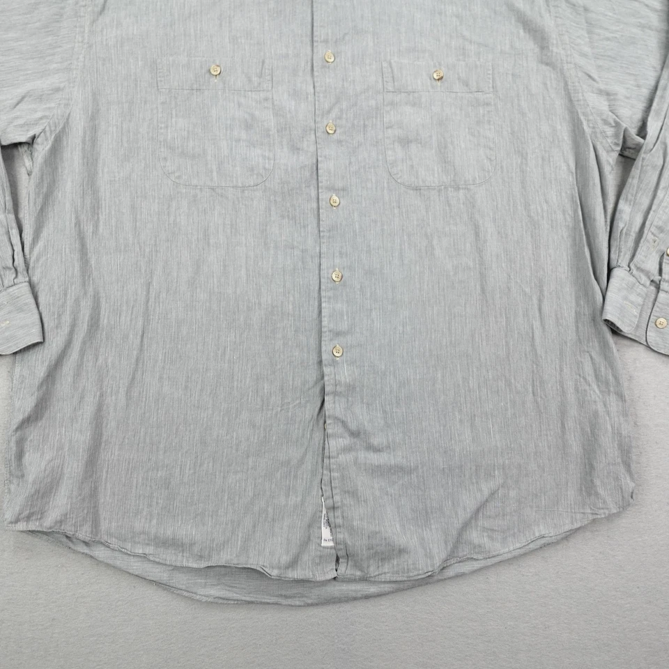 Vintage Gitman Bros Shirt Mens XL 17.5 Gray Button Up Linen Blend Frontier USA - Image 3 of 4