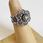 Vintage DGS Turkish Sterling Silver Filigree Flower Ring- 7.1 grams size 7