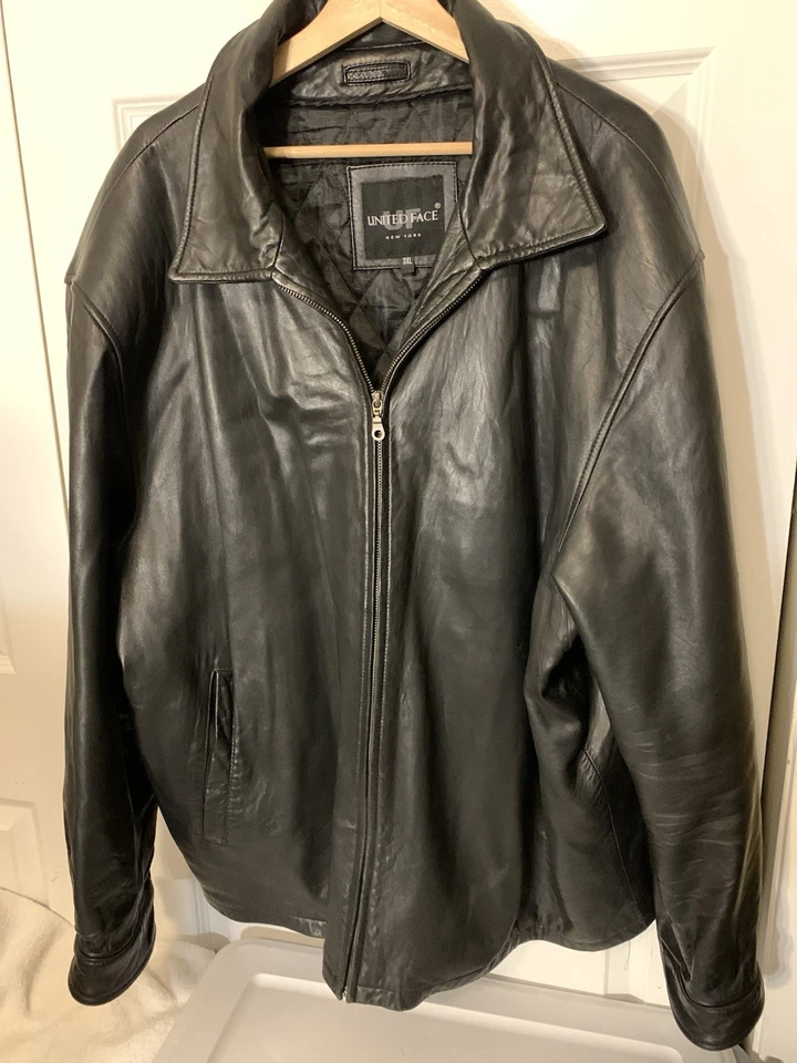 Chaqueta bomber de cuero negra United Face para hombre talla 3XL Foto 4 de 4