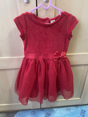 dopodopo Baby Mädchen Kleid Gr. 80 Rot Tüll Fit & Flare Schleife Glitzer Punkte