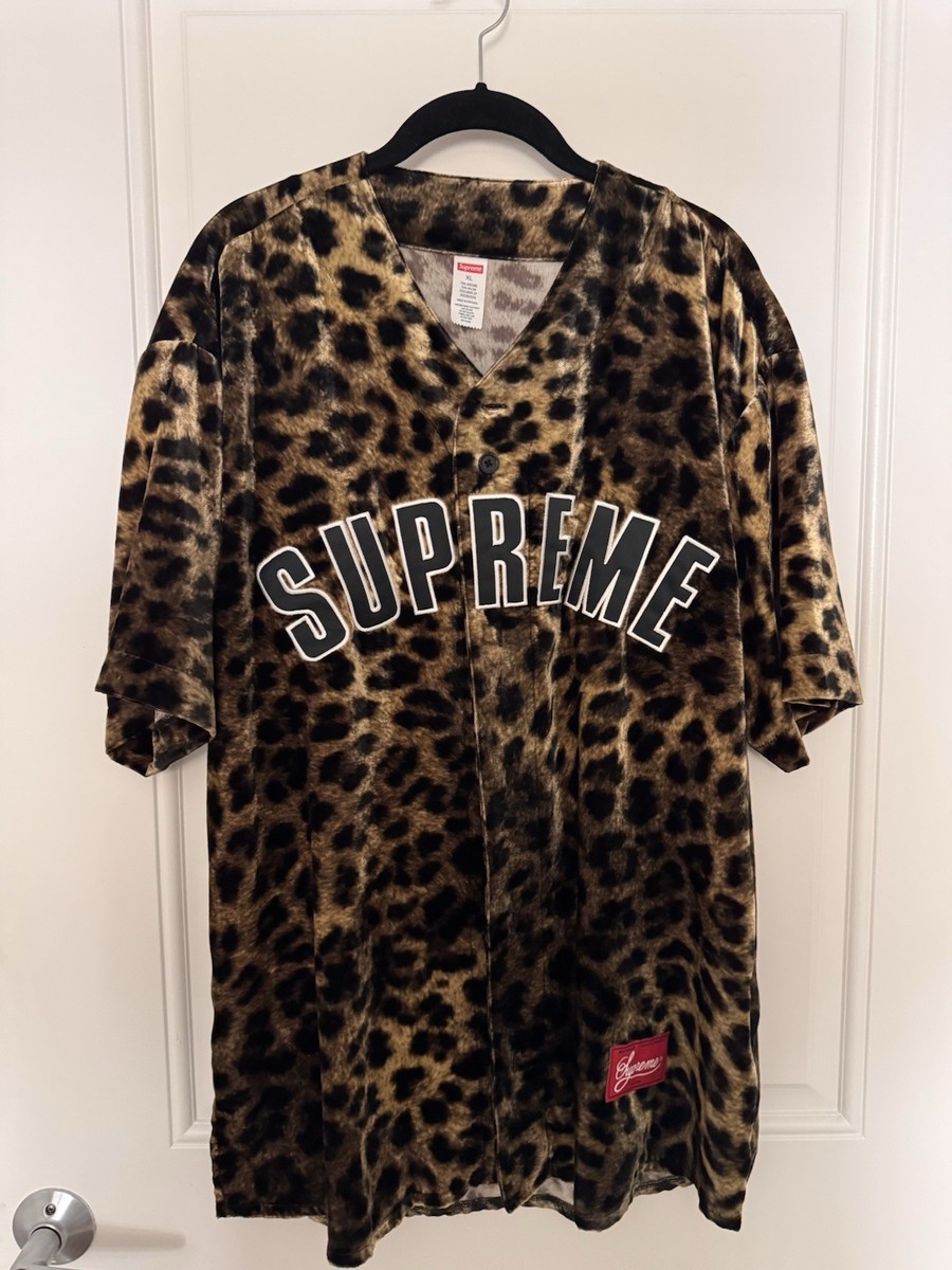 Supreme Velvet Baseball Jersey - Size XL - Leopard - NEW | eBay