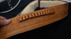 Leather embossed tan gun holster belt with padded lining — photo 7