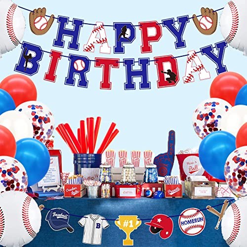 Baseball Birthday Party Decorations Supplies for Boys - Baseball Theme Happy - Picture 7 of 8