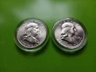 1957 1958 D Silver Franklins Half Dollars BU