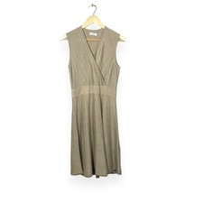 Calvin Klein Metallic Gold Knit Fit Flare Cocktail Dress Sleeveless Women’s M
