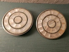 Vintage MidCentury Mother Of Pearl Curtain Hold-Backs, Round W/Silver Beaded...